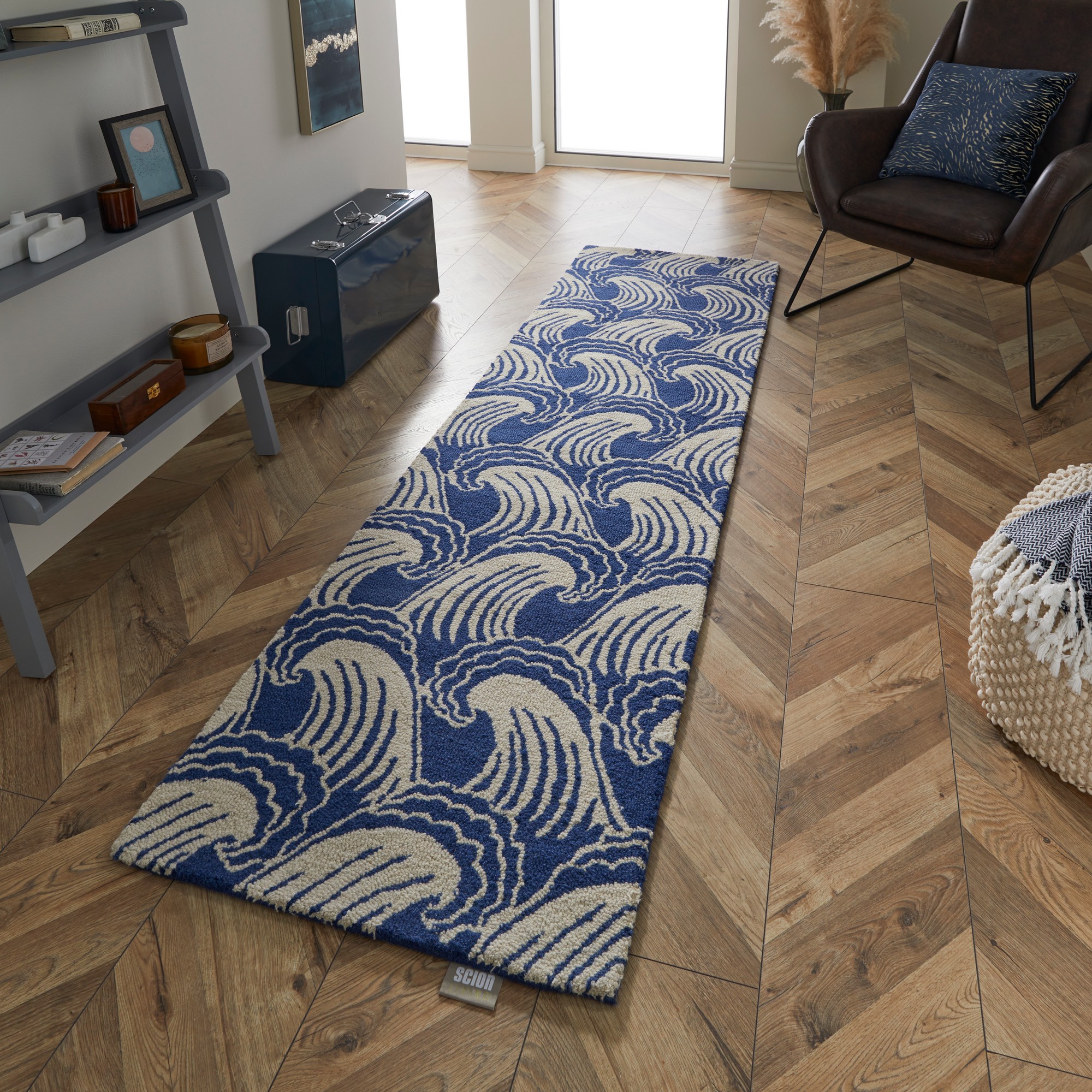 Ride The Wave Runner Rugs In 125608 Denim Blue Wool By Scion